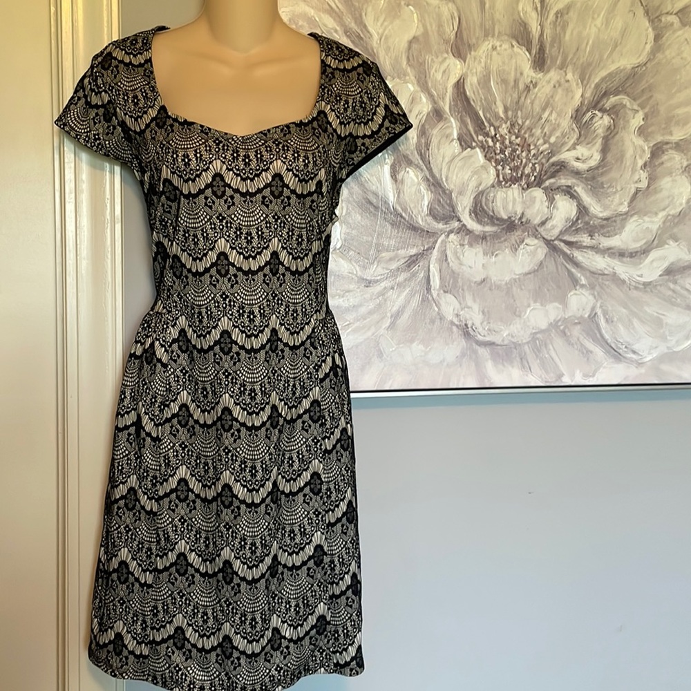 Modcloth Black and Cream Lace Dress